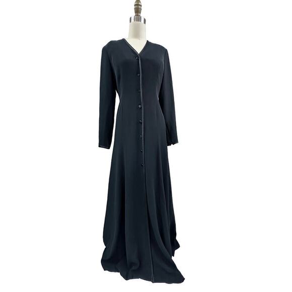 80s VTG Ellen Tracy Linda Allard Maxi Coat Dress 1980s NWT $695 Black Sz 6 TALL - Picture 1 of 8
